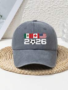 1顶男女通用2026年世界杯国旗印花休闲户外运动水洗复古可调节时尚沙滩软顶棒球帽，适合春、夏、秋、冬、假日、旅行 - A - 查看 7