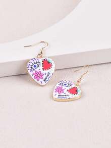 1 Pair Devil's Eye & Heart Flower Dangle Earrings, Party Jewelry Decoration For Women - Multicolor - View 3