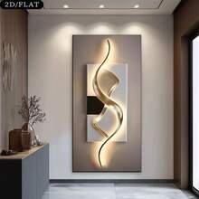 1Pc Wooden Frame Wrapped Canvas Painting, Modern Abstract Light And Shadow Sculpture Wall Decoration, Modern Living Room And Bedroom Wall Decoration, Home And Office Wall Decoration, Perfect Gift And Home Decoration, Wrapped Canvas Painting, 2D Flat - 有框架 - 查看 3
