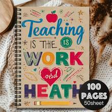 1pc Creative Hand-Drawn "Teaching Is The Work Of Heart" Themed Spiral Notebook, Colorful Pattern With Inspirational Quotes, Suitable For Study, Work, Daily Notes, Planning, And Journaling, Also Makes A Great Graduation, Birthday Or Other Occasion Gift. - M - View 7