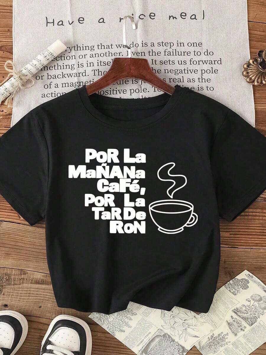 1 pcsCamiseta de cuello redondo de manga corta de unicolor versátil y casual, blanca de verano180g 100% Cotton - Negro - Ver 1