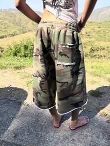 Women's Camouflage Pattern Pocket Loose Casual Bermuda Shorts Women Cargo Shorts Camo Shorts - 迷彩 - 查看 2
