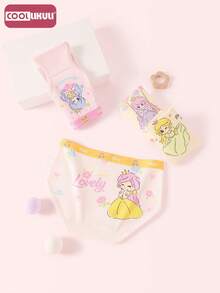 Coollikuli 4-Piece Little Princess Print Young Girls' Triangle Underwear, Fashionable Flowers And Patterns, Bows, Young Girls' Multi-Color Underwear - Multicolor - View 3