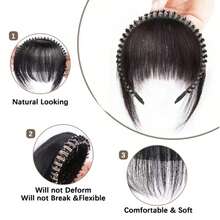 Synthetic Fake Bangs Hair Neat Rhinestone Hairband With Braids Headband Heat Resistant Bangs In Hair Extensions Hairpieces Hair - Multicolor - View 7