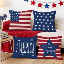 4pcs American Independence Day Patriotic Pattern Pillow Covers, Single-Sided Printed Pillow Shams, Suitable For Living Room, Bedroom, Home Decor, All Season - Multicolor - View 5