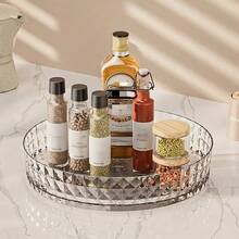 1pc Rotating Storage Tray, Plastic Spice Rack Organizer, Makeup Cosmetic Organizer Tray, Bathroom Tray, 360 Degree Rotating Tray For Kitchen, Bathroom And Bedroom, Home Storage And Organization, Kitchen Organizer, Bathroom Tray, Cosmetic Storage Box, Round Turntable - Multicolor - View 3