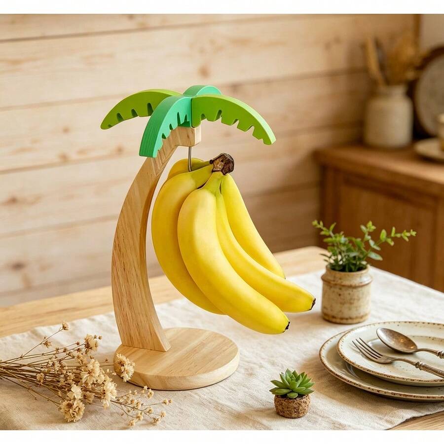1pc Wooden Banana Holder, Home Storage Rack, Living Room Fruit Organizer - Multicolor - View 1