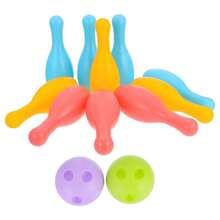 1 Set 12cm Plastic Bowling Set, 10Pcs Colorful Bowling Pins With 2 Balls, Indoor Outdoor Bowling Sports, Birthday Party & Family Activity - Multi-color 1 Set - View 4