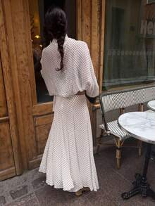 Women's Retro Polka Dot Midi Dress, Commuter Versatile Flowing Skirt, Spring/Summer - Multicolor - View 10