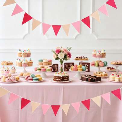 1面2.8米彩色三角旗 - 适用于生日派对、教室、学校、嘉年华、情人节、斋月、开斋节、圣帕特里克节、复活节、大型活动、家居装饰、庭院装饰、毕业庆典、派对、马戏团氛围装饰