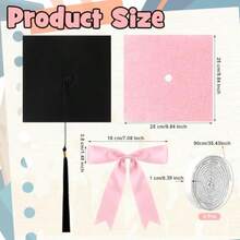 Dunzoom Rhinestone Graduation Cap With Tassel Bow Glitter Graduation Hat For Class Of 2026 Graduate Ceremony Adult Party Gift - Pink - View 2