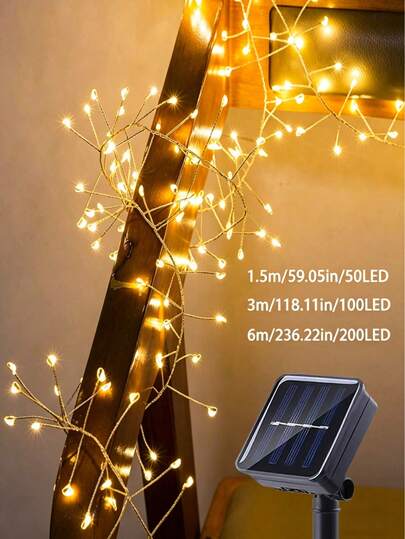 1串300LED/200LED/100LED太阳能灯串，太阳能仙女灯，户外星光灯，太阳能LED灯，户外灯串，户外仙女灯，LED太阳能灯，太阳能供电，IP44防水，8种照明模式，适用于庭院、花园、露台、小路、派对、婚礼、草坪、围栏、节日、活动等场合