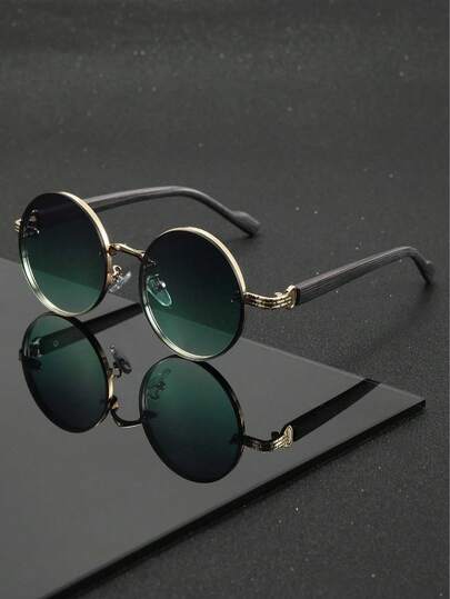 1 Pair Of Round Black Metal Glasses For Men And Women, Punk Street Retro Exquisite Fashion Glasses, Suitable For Street Photography, Travel Essential, Party First Choice, Daily Wear, Fishing, Travel, Camping
