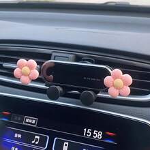 yucen 1PC Floret Car Phone Holder, Exquisite Flower Vent Clip Design, Horizontal & Vertical Air Vent Mount, Auto-Lock & Stable, Universal Car Navigation Bracket, Fashion Car Accessories To Add A Touch Of Exquisiteness - Original Flower - View 3