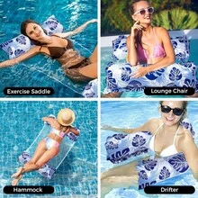 1pc/2pcs Inflatable Hammock With Net Pouch, 4-In-1 Inflatable Mattress Floating Lounge Chair Swimming Pool Adult Inflatable Recliner Swimming Pool Mattress With Net Pouch, Swimming Pool Toy Accessory Suitable For Lounge Chair, Pool Chair, Pool Mattress, Pool Inflatable, Beach Essentials, Pool Float - 彩色 - 查看 7