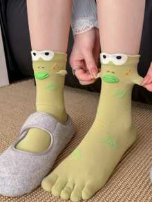 SpongeBob SquarePants 1 Pair Random Funny Expression Crew Socks, 3D Lip Casual Socks For School & Streetwear - Multicolor - View 8