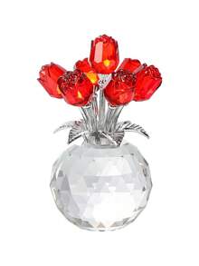 Bình hoa hồng pha lê màu hồng thủ công trang trí, quà tặng chủ đề hoa hồng, thích hợp làm quà cho bạn gái, vợ, chị gái, Ngày của Mẹ, sinh nhật, kỷ niệm, đám cưới và trang trí nhà cửa, đồ sưu tầm hoa thủ công. - Nhiều màu - Xem 12