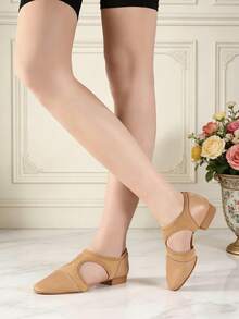 Giày khiêu vũ Jazz bằng da mềm mới, giày đế bằng màu đen nhẹ, giày khiêu vũ unisex. - Lạc đà - Xem 4