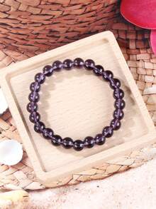 Pulseira de Cristal Transparente Roxo Única, Sorte, Energia Curativa, Pulseira de Contas de Equilíbrio, Presentes de Festa de Feriado para Mulheres Homens, Presentes de Joias Delicadas - Roxo - Visão 2