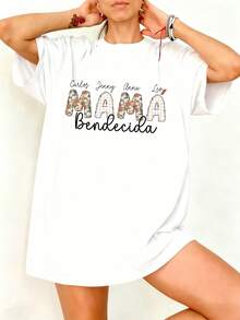 Camiseta Blanca Mama Bendecida con Nombres Personalizados para Mamás - Blanco - Ver 1