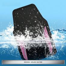 Pink Rubber Floor Mats With Aluminum Film And Colorful Piping, Non-Slip Backing All-Weather Protection, Trim-To-Fit Liner For Cars SUVs Trucks Vehicles - PINK - View 5