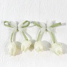 2个装女士时尚甜美郁金香花朵发夹，优雅公主简约蝴蝶结流苏花朵发饰，适合日常佩戴、拍照、节日、派对等场合。 - 彩色 - 查看 12