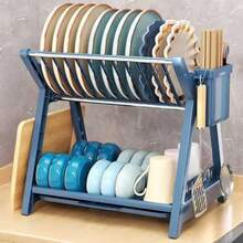 1Pc High-Quality Kitchen Tableware Storage Rack, Large Capacity Multi-Layer Drainage & Storage Organizer, Stable Load-Bearing, Easy To Clean & Portable, Suitable For Thanksgiving, New Year Gifting & Daily Kitchen Storage, Efficient Tableware Drying & Organizing, Ideal For Home, Restaurant & Catering Use, Practical Kitchen Storage Essential - Multicolor - View 5