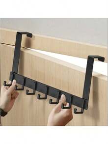 1pc No-Drill Door Back Hanging Rack, Wall-Mounted Coat Rack, Bathroom Towel Rack, Door Back Clothes Rack, Entryway Key Rack. Suitable For Kitchen, Bathroom Door Hanging Storage, Room Decoration, Home Decor, Kitchen Accessories - Multicolor - View 2