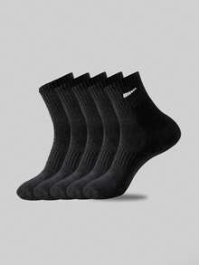 1/5/10/20 Pairs Men's Breathable Casual Mid-Calf Socks, Odor-Resistant & Moisture-Wicking White & Black Socks, Suitable For All Seasons Daily & Office Wear, Size 36-42, Fall Socks - Multicolor - View 11