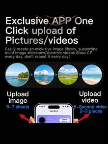 创意可连接手机挂饰徽章；智能电子徽章，带显示屏；用户可以上传照片和视频在徽章上展示；内置电池；适合作为圣诞节、生日和情人节礼物 - 查看 6