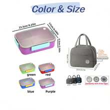 1 pieza Fiambrera para adultos, Caja bento transparente de 3 compartimentos, Fiambrera de gran capacidad de una sola pieza, Diseño a prueba de fugas, Incluye utensilios, Caja para aperitivos, Adecuada para comer al aire libre, Oficina, Uso escolar, Suministros de cocina, Esencial para la vuelta al colegio - Multicolor - Ver 9