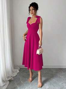 Women Midi Dresses - Blue-green Water - View 11