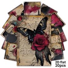 20pcs Vintage Gothic Theme Postcards - Dark Vintage Junk Journal Paper, Bedroom Aesthetic Wall Collage Kit, Home Dorm Decor Mini Posters, Perfect For Scrapbooking And DIY Crafts - A - View 3