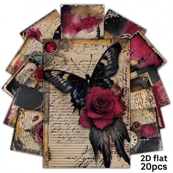 20 tấm bưu thiếp chủ đề Gothic cổ điển - Giấy thủ công retro tối màu, bộ dụng cụ dán tường trang trí phòng ngủ, áp phích nhỏ trang trí nhà cửa, ký túc xá, hoàn hảo cho việc làm sổ lưu niệm và thủ công.