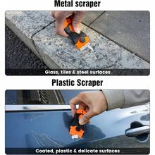 Eraser Wheel Decal Remover Tool Kit, 2 Upgraded Rubber Wheels With Razor Blade Scrapers & Drill Adapters, Removing Adhesive Stickers Vinyl Pinstripes Emblem Label Glue For Car Truck RV - Orange(2+1 Set) - 查看 4