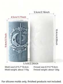 Molde de silicone para velas da série Universo Estrelas e Lua | Molde misterioso para velas de pilar estilo Tarô | Ideal para velas perfumadas / gesso / resina | Macio e fácil de desenformar | Reutilizável e lavável | Crie uma decoração com atmosfera vintage | Ideal para artesãos | Dia dos Namorados / Aniversário / Decoração para o dia a dia | Faça facilmente lindos castiçais com céu estrelado - Molde de Estrela e Lua - Ver 12