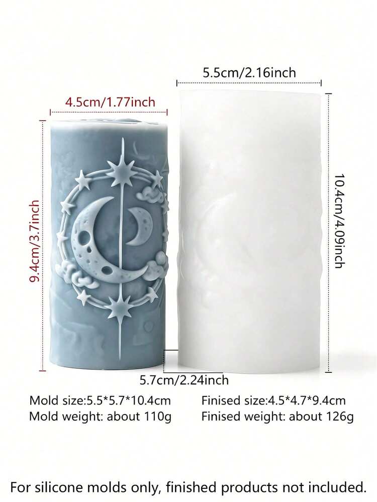 Khuôn nến silicon hình vũ trụ sao và trăng | Khuôn nến trụ kiểu bài Tarot huyền bí | Thích hợp cho nến thơm / thạch cao / nhựa DIY | Mềm mại và dễ lấy ra khỏi khuôn | Có thể tái sử dụng và giặt được | Tạo không gian trang trí mang phong cách cổ điển | Lý tưởng cho người yêu thích thủ công | Ngày lễ tình nhân / Kỷ niệm / Trang trí nhà cửa hàng ngày | Dễ dàng tạo ra những giá nến bầu trời sao tuyệt đẹp - Khuôn Sao và Mặt Trăng - Xem 12