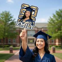1PC Personalized Graduation Face Photo Hand Fan, One-Side Custom Photo Big Head Fan, Graduates Decoration Gifts For 2026 Graduating College Student - Multicolor - View 4