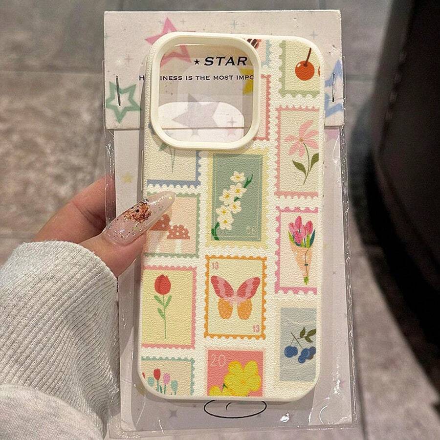 1 ốp lưng điện thoại bằng chất liệu TPU, họa tiết hoa văn ghép hình nghệ thuật, tương thích với Apple 17 Pro Max/17/16 Pro Max/15/13/12/11, S20 FE/A15/S24/A55, Note 11/Note 12/Note 13 Pro, ốp bảo vệ toàn thân chống sốc mềm mại. - trắng - Xem 1
