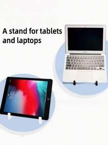 1pc Aluminum Alloy Tablet Stand, Multi-Angle Support For Desktops, Laptops And Tablets, Lightweight And Durable, Foldable And Adjustable Design, Strong Compatibility With Adhesive Pad - Desktop Stand - View 4