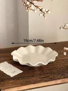 1pc/2pcs White Porcelain Wave Rim Plate, Minimalist INS Style Ceramic Dish For Dessert, Appetizer, Fruit, Daily Use Kitchen Tableware & Aesthetic Home Decor - Multicolor - View 11