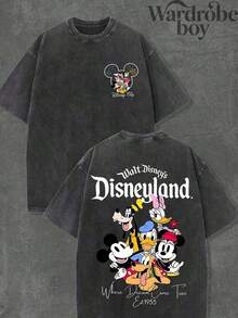 Disney Printed Wash Water T-Shirt,Men's Walt Disney Mickey And Friends Printed T-Shirt,Disney Travel T-Shirt,Unisex,High-Quality Pure Cotton T-Shirt,Suitable For All Seasons, Comfortable And Breathable| Exquisite Design | The Best Choice For Giving Gifts - màu đen - Xem 3