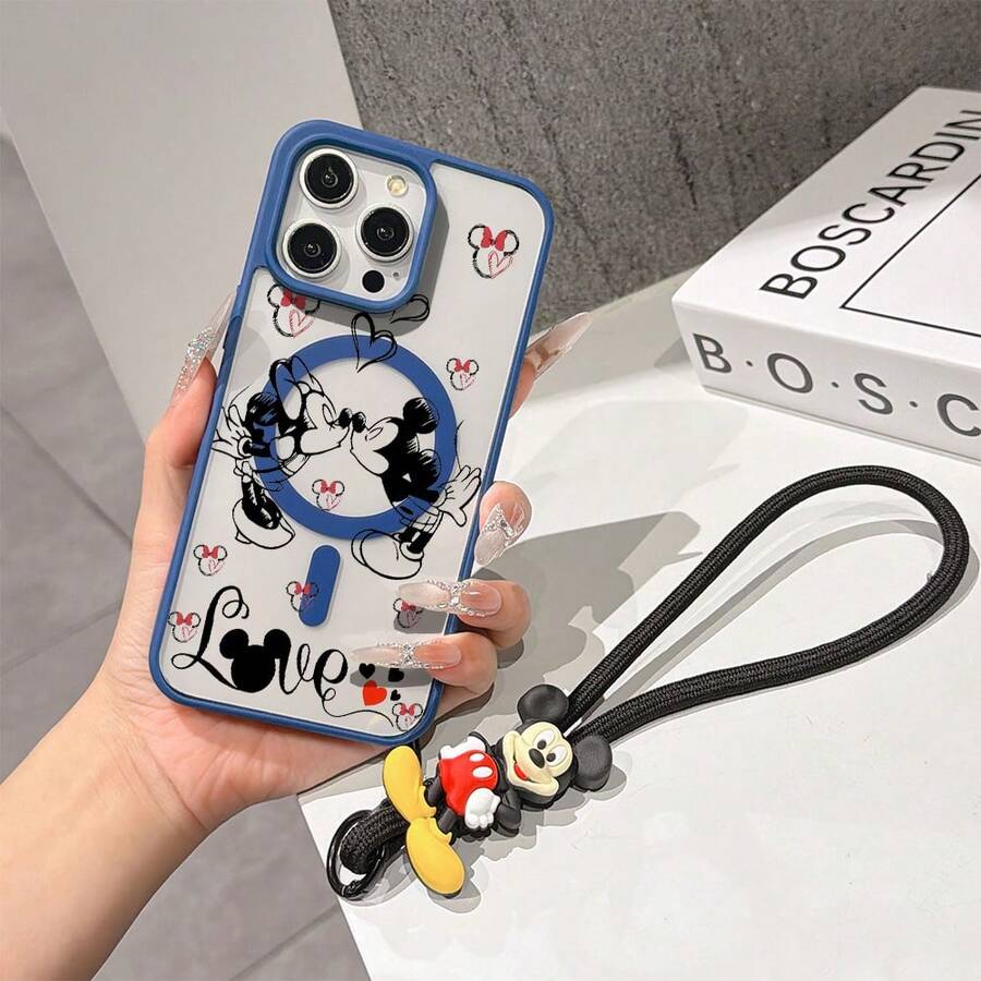 This Disney Mickey Mouse Lanyard Phone Case Is Fully Covered In TPU Material, Features Strong Magnetic Closure, Is Shockproof And Lightweight, And Is Compatible With IPhone17/16/11/13/15/15 Plus/15 Pro/15 Pro Max/12/14 Pro Max/11 Pro Max/12 Pro/12 Pro Max/13. This Phone Case Is A Popular Birthday Gift Or Business Gift Choice; It Is Durable, Stain- And Fingerprint Resistant, And Suitable For Both Men And Women. The Set Also Includes A Mickey Mouse Phone Case And A Mickey Mouse Plush Bracelet, Making It A Perfect Gift For Friends And Family. This Stylish Phone Case Is Fun, Lightweight, And Durable. IPhone17 Pro Max Phone Case, Minnie Mouse Phone Case. - Màu xanh lam - Xem 1