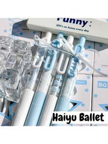 Bút bi rút kiểu dáng ballet ven biển, kèm ruy băng cùng màu, ruột mực đen 0.5mm, thích hợp viết trên nhiều loại sách. - Nhiều màu - Xem 8