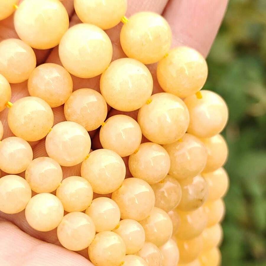 6-8毫米黄色天然石珠，DIY首饰制作材料，可用于制作项链、手链、耳环、手机和包包挂饰 - 彩色 - 查看 1