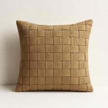 Decorative Cushion Cover In Woven Cotton Ribbon – Rustic Style – 45cm X 45cm - Chocolate Brown - View 9