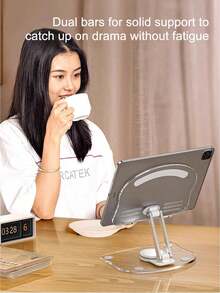 1pc Minimalist Acrylic Phone Stand, Waterproof Design, 360° Rotation, Tablet Universal Holder, Portable Foldable Desktop Stand With 360-Degree Adjustable Rotation, Suitable For Exercise, Video Watching And Facetime Calls, Compact And Foldable Design For Easy Carrying - Acrylic - View 9