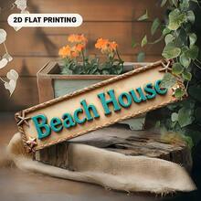 This Is A 2D Sign Board That Serves As A Charming Wall Decor For Beach Huts, Featuring Rope, Starfish And Seashell Elements. It Is Suitable For Various Settings, Including Bars, Living Rooms, And Dining Rooms. - A - View 1