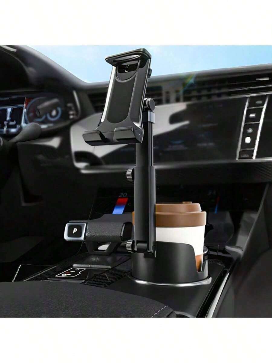 Soporte ajustable para taza de coche 2 en 1 para teléfonos inteligentes y tabletas - Rotación de 360°, plegable, ajuste universal, material ABS, instalación en el tablero, navegación manos libres para todos los dispositivos, accesorios para automóvil
