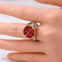 Vintage Style Women's Ring, Inlaid With Garnet-Like Gemstones And Red Zirconia, Unique Design, Retro Style Ring - Silver - View 2